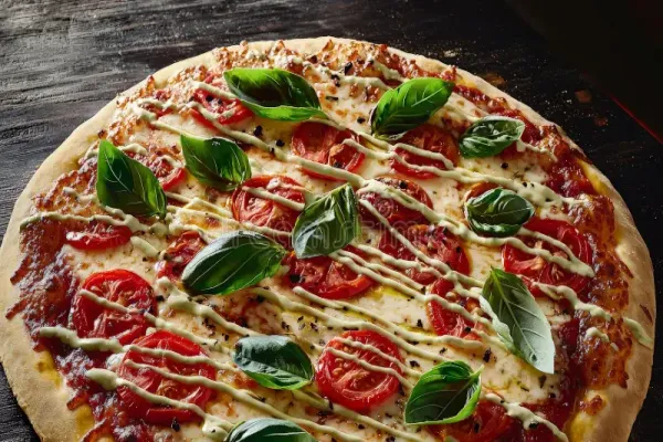 Margherita Pizza with Sausage and Pesto