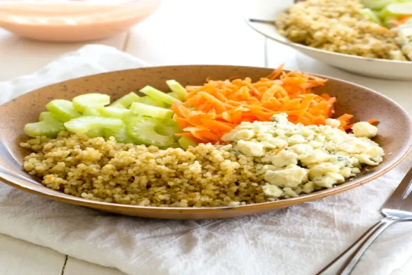 Quinoa Salad with Winter Veggies and Buffalo Chicken Sausage