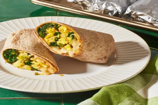 Make Ahead Freezer Breakfast Burritos with Eggs Cheese & Spinach