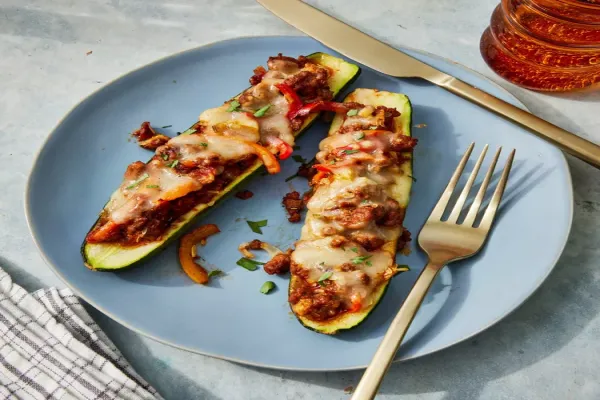 Low Carb High Protein Ground Turkey Zucchini Boats