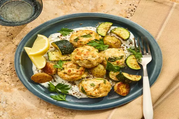 Sheet Pan Turkey Meatballs with Zucchini & Potatoes