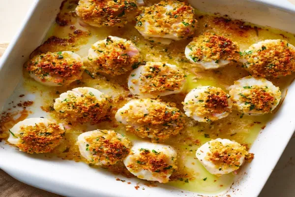 Panko & Parmesan Crusted Baked Scallops