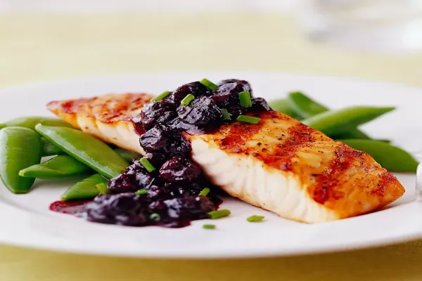 Grilled Salmon with Blueberry Sauce