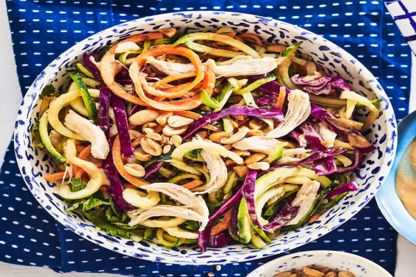 Peanut Zucchini Noodle Salad with Chicken