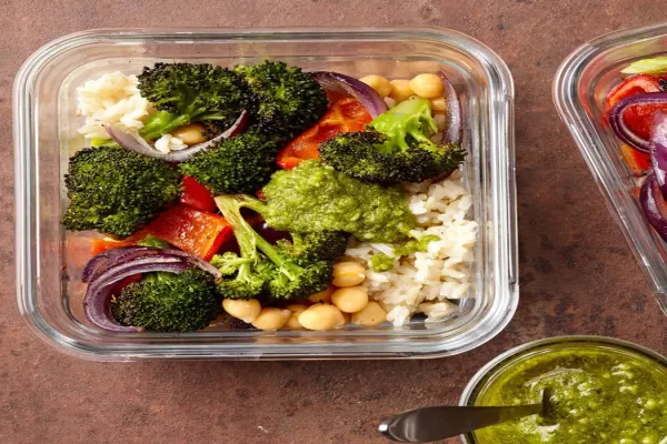 Meal Prep Roasted Vegetable Bowls with Pesto