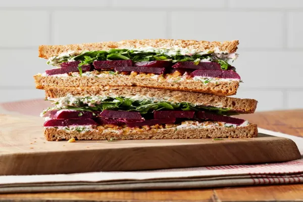 Pickled Beet Arugula & Herbed Goat Cheese Sandwich