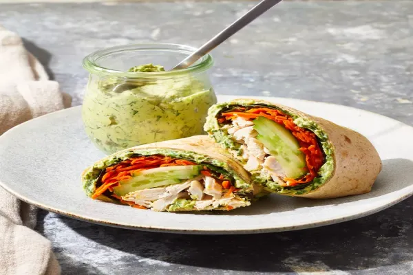 Cucumber Chicken Green Goddess Wrap