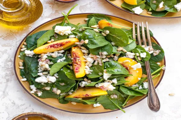 Peach & Spinach Salad with Feta