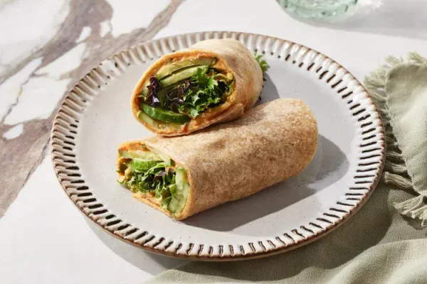 Cucumber & Roasted Red Pepper Hummus Wrap