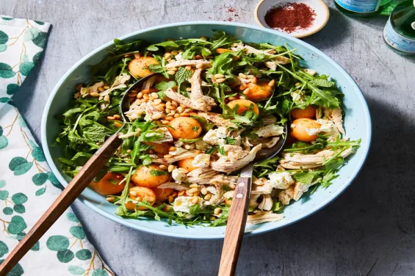 Arugula Chicken & Melon Salad with Sumac Dressing
