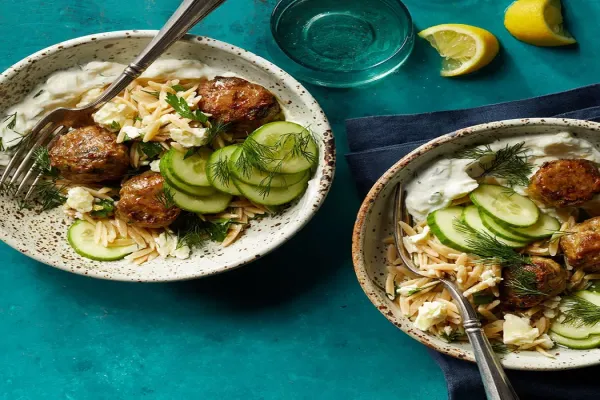 Meatballs with Lemon Garlic Orzo