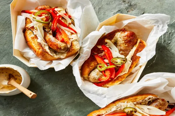 Air Fryer Bratwurst with Onions & Peppers
