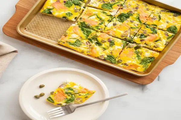 Smoked Salmon & Goat Cheese Sheet Pan Eggs