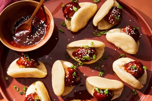 Pork and Apple Meatballs in Bao Style Buns