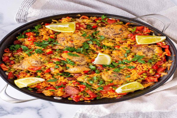 Brown Rice, Chicken, and Chorizo Paella