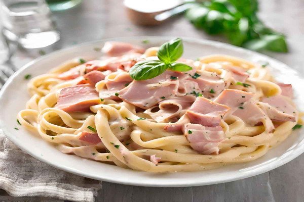 Fettuccine Alfredo with Ham