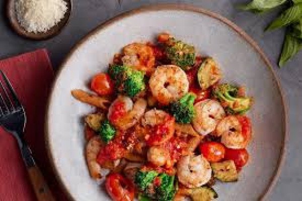 Shrimp with Penne and Squash