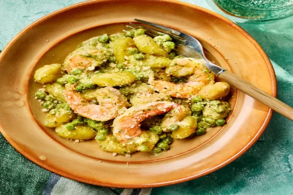 Creamy Pesto Shrimp with Gnocchi & Peas