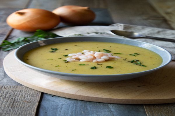 Leek and Potato Soup with Shrimp