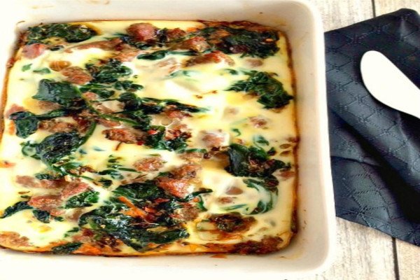 Turkey Spinach Sweet Potato Casserole