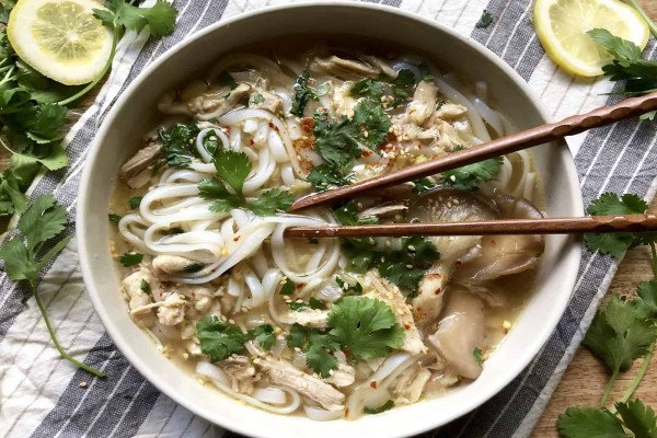 Easy Chicken Rice and Noodle soup