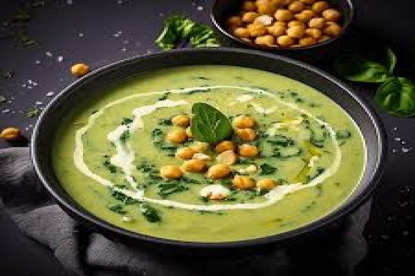 Creamy Zucchini Chickpea Soup with Spinach