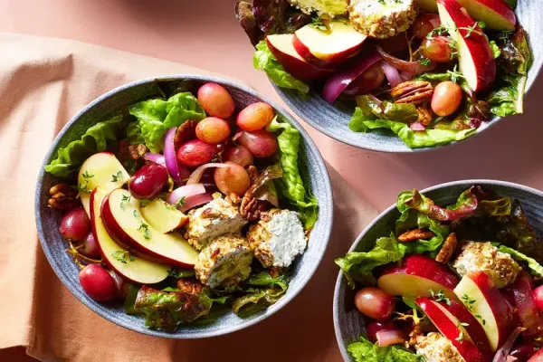 Apple Grape Salad with Pecan Crusted Goat Cheese