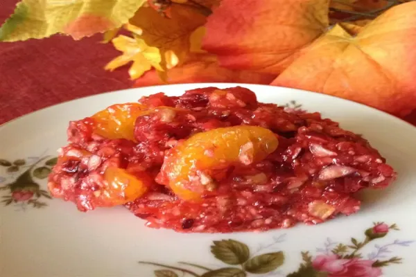 Cranberry Jell O Salad with Mandarin Oranges