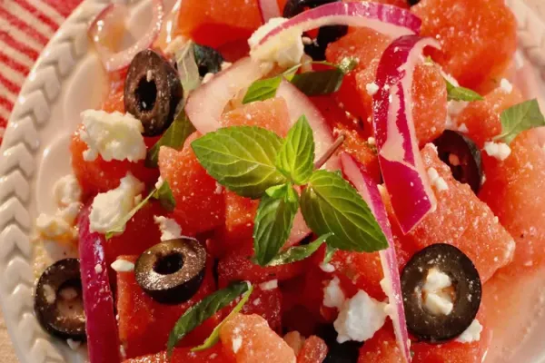 Watermelon Salad with Mint Dressing
