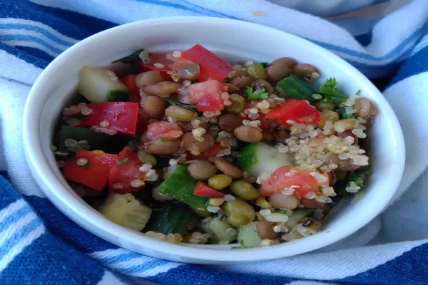Lentil Quinoa and Mung Bean Salad