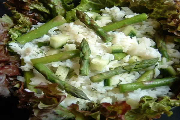 Rice Asparagus and Cucumber Salad