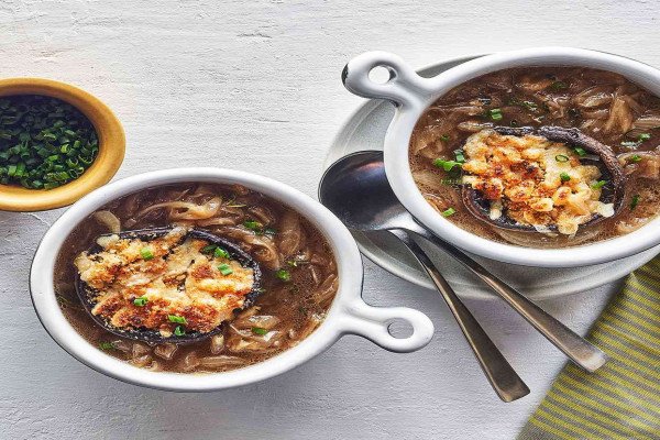 French Onion Soup with Portobello Cheese Toast