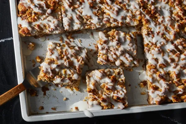 Banana Sheet Cake with Walnut Streusel and Rum Glaze