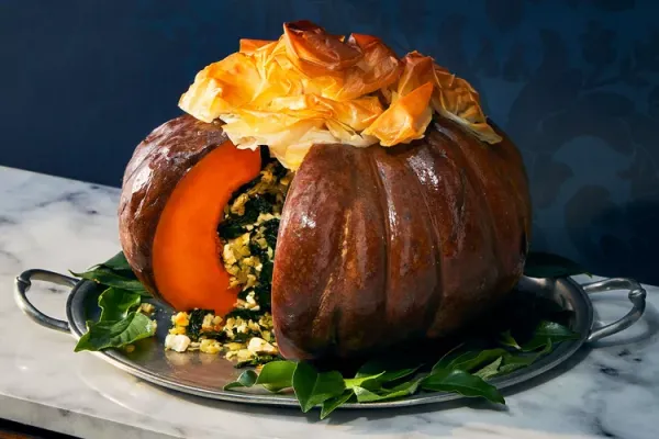 Greens and Cheese Stuffed Cinderella Pumpkin