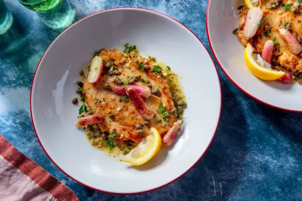 Chicken Piccata with Radishes