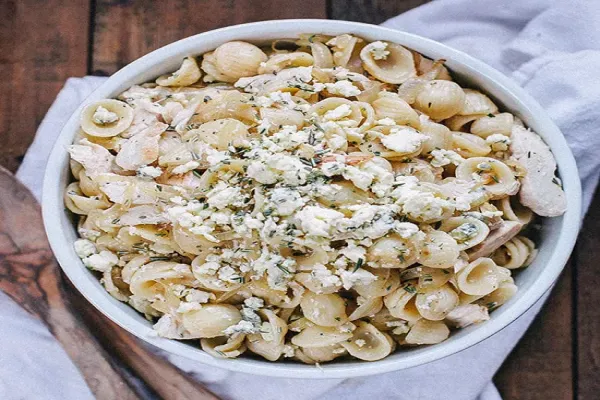Orecchiette with Chicken Caramelized Onions and Blue Cheese