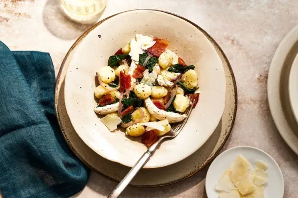 Gnocchi with Roast Chicken Bacon and Kale